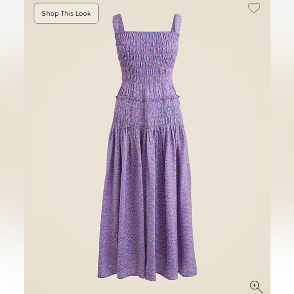 NWT J. Crew Medium Smocked Midi in Summer Fields Print Dress - Picture 3 of 10